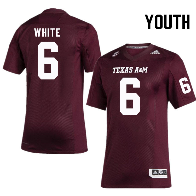 Youth #6 Enai White Texas A&M Aggies College Football Jerseys Stitched Sale-Maroon